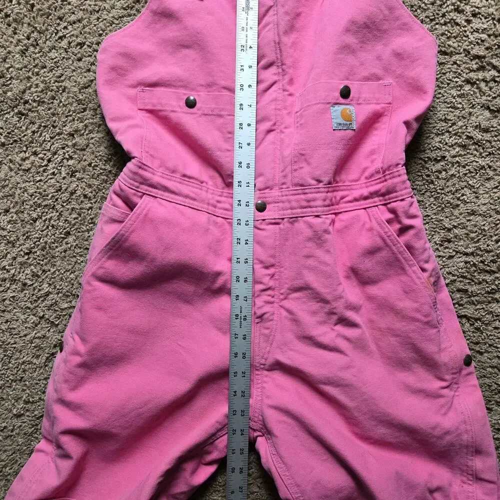 Carhartt Womens Pink Insulated Overalls Bib Utility Work Wear 8x32 - Picture 13 of 13